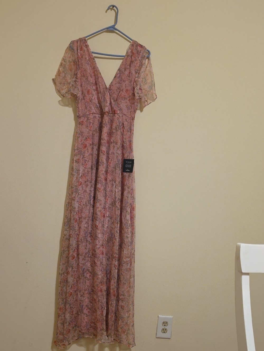 Lulu's Dusty Rose Floral V-Neck Maxi Dress